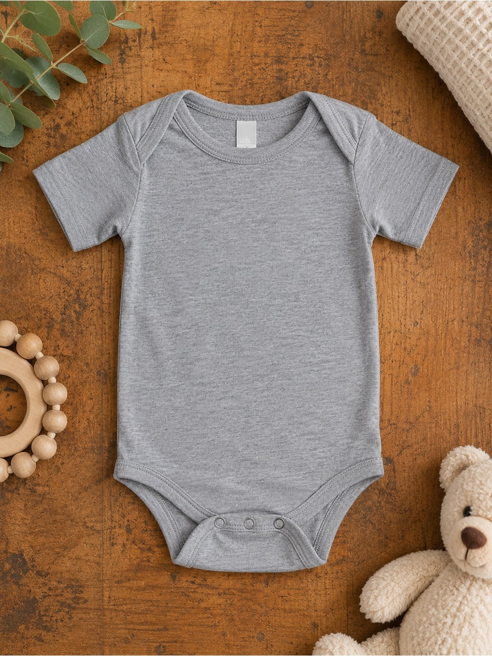 Bella Canvas Heather Gray Short-Sleeve Baby One-Piece